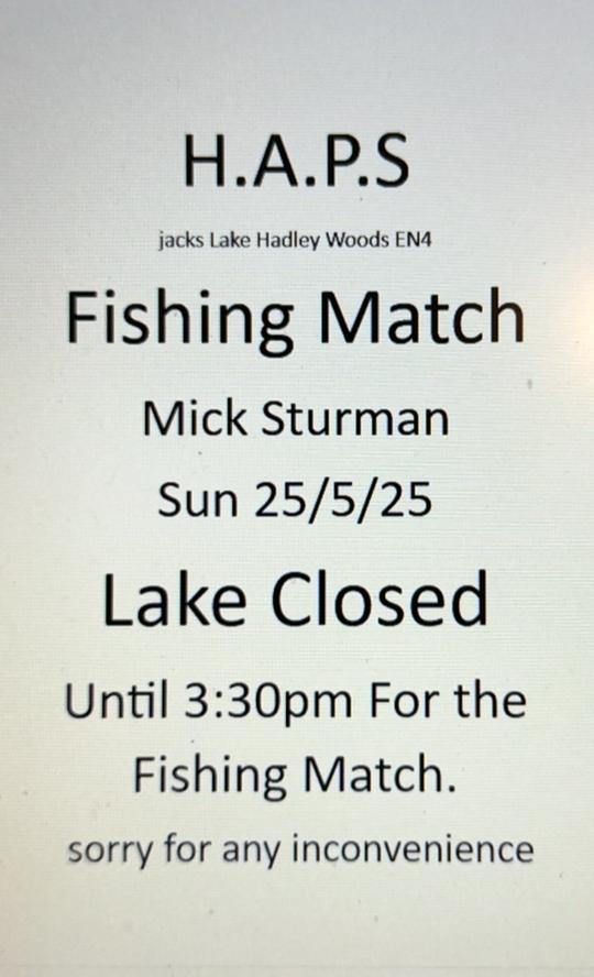 *** Lake closed 25/05/25 ***